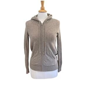 C by Bloomingdales Tan Cashmere Zipper Hoodie Sweater, Pockets, Size M